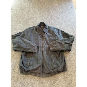 Nautica Jacket Mens Large Plaid Reversible Full Zip Windbreaker Blue Green Brown